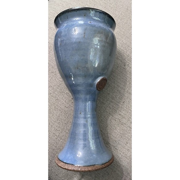 Garry Studio Art Pottery Blue Glazed Chalice Goblet Handmade Cup 7.5 Inches - Picture 7 of 9